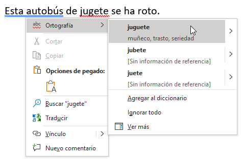 Error ortográfico en Word